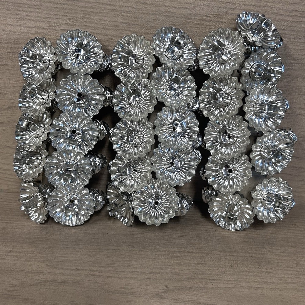 30 Vtg W Germany Pinecone Silver Clip On Candle Holders Metal 2"Christmas Tree
